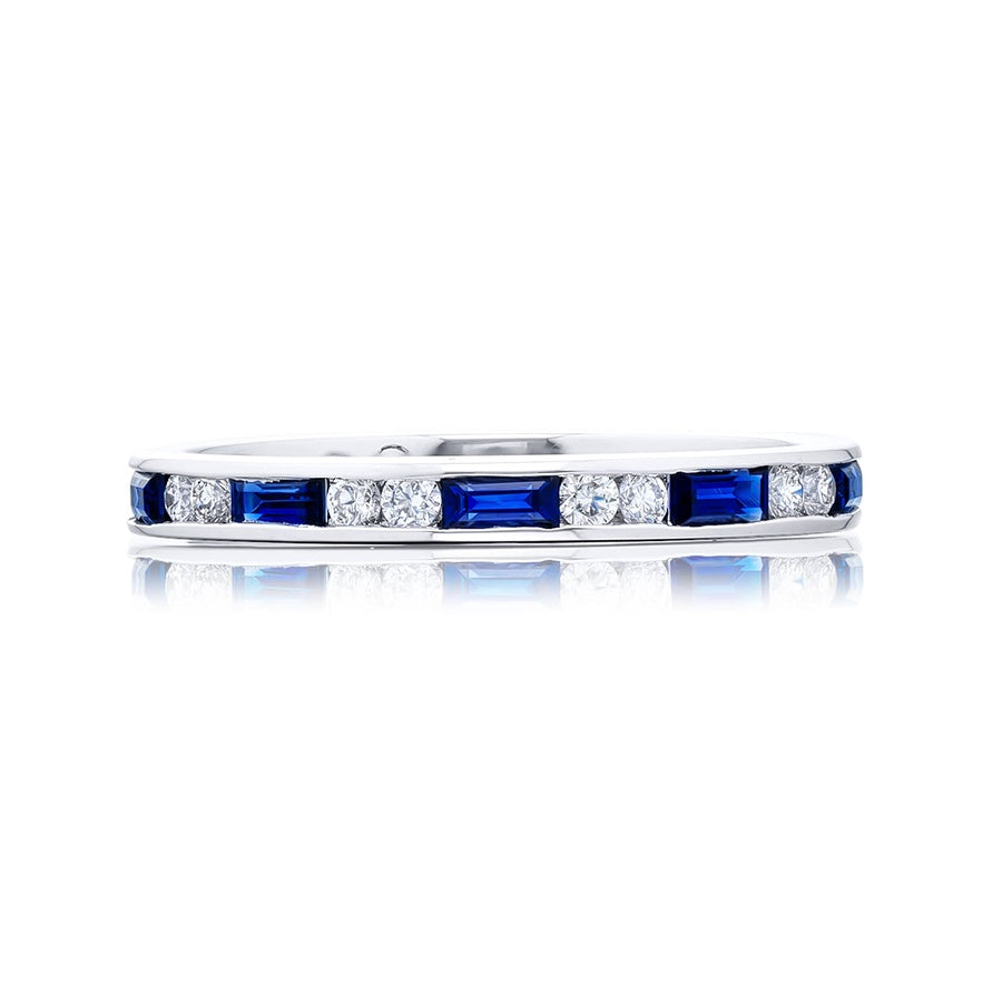 Elegance Elevated: Classic Single Row Sapphire and Diamond Band