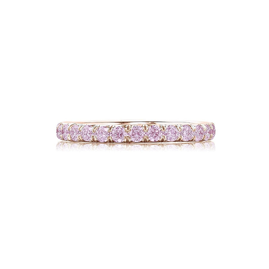 18K Pink Gold Round Diamond Micro Pave Eternity Band