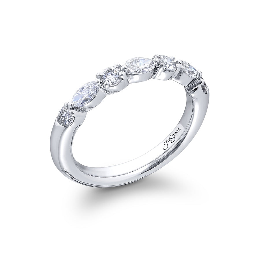Classic East-West Diamond Band | Marquise & Round Diamonds in Platinum | Elegance Elevated by Jewels by Star