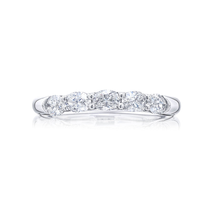 Platinum Oval Diamond Single-Row East-West Band
