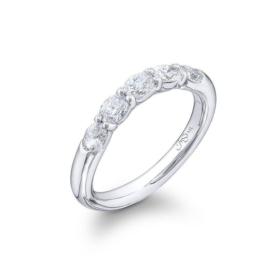 Platinum Oval Diamond Single-Row East-West Band
