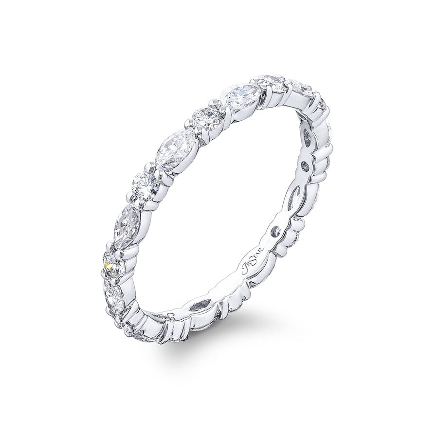Platinum Marquise and Round Diamond Eternity Band