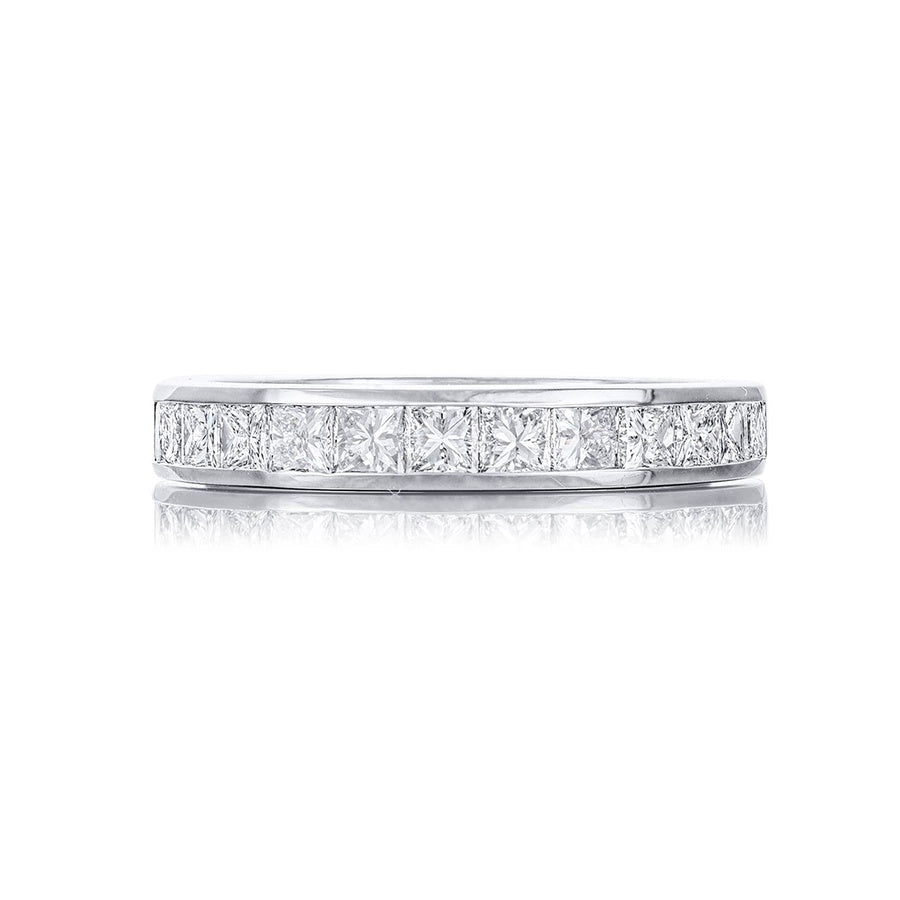 Elegance Elevated | Classic Single-Row Diamond Band with Princess-Cut Diamonds