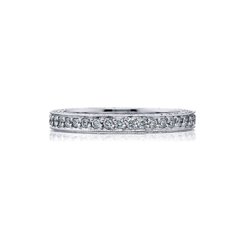 Platinum Round Diamond Micro Pave Eternity Band