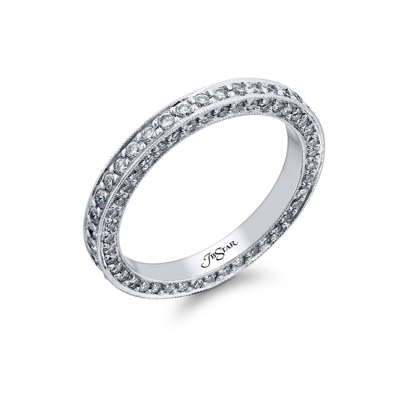 Platinum Round Diamond Micro Pave Eternity Band