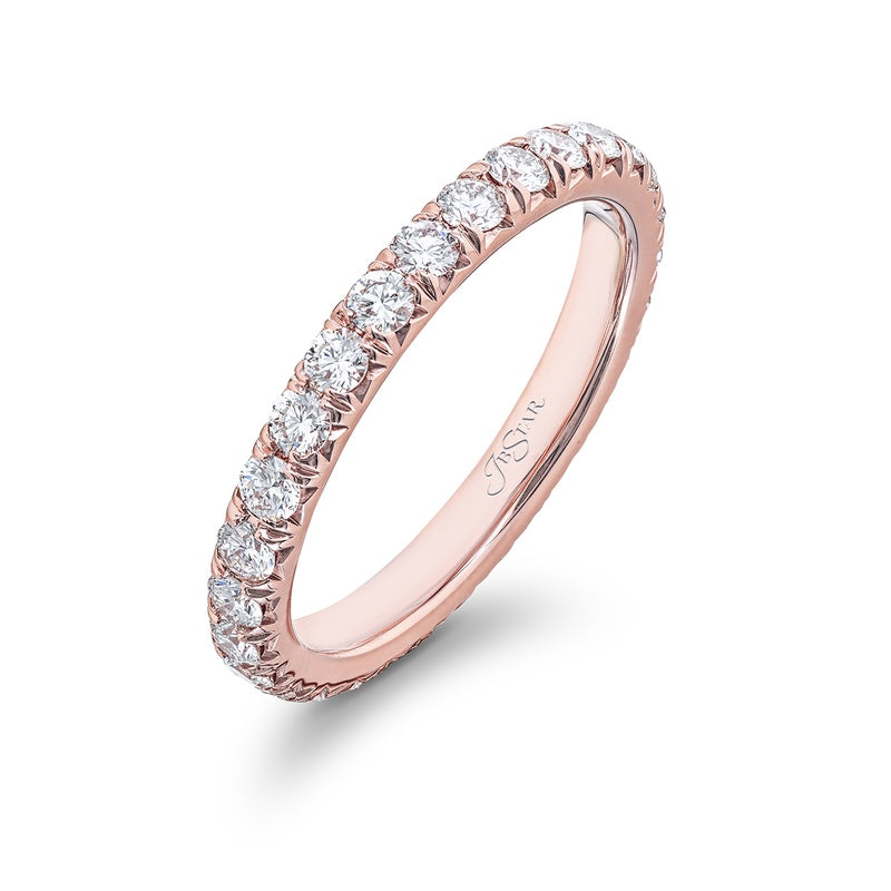 18K Pink Gold Round Diamond Cut-Down Eternity Band