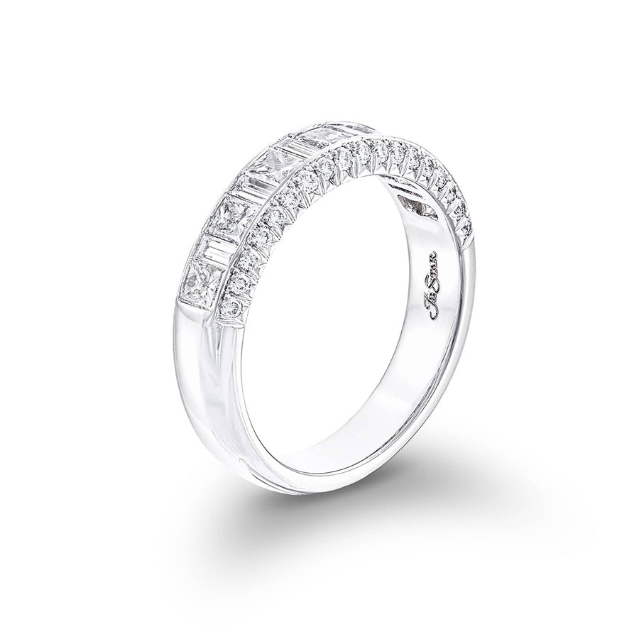 Platinum Princess-Cut Diamond Single-Row Channel Set Micro Pave Band