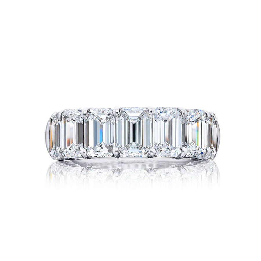 Platinum Emerald-Cut Diamond Single-Row GIA Certified Band