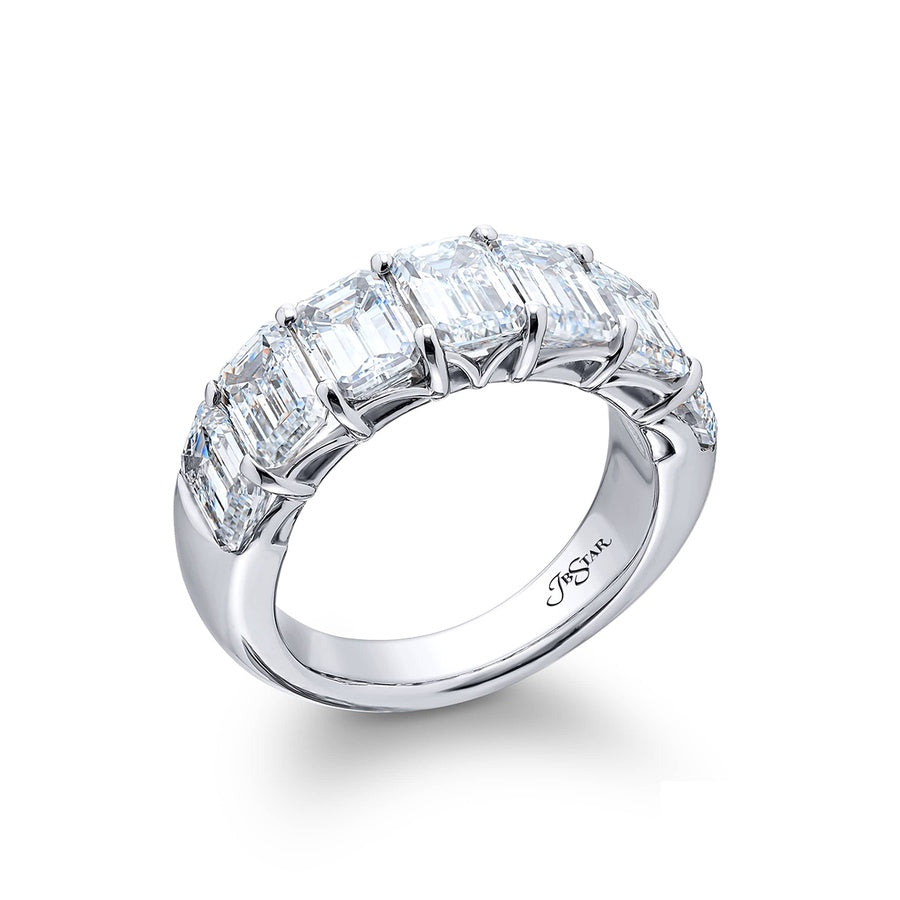 Platinum Emerald-Cut Diamond Single-Row GIA Certified Band