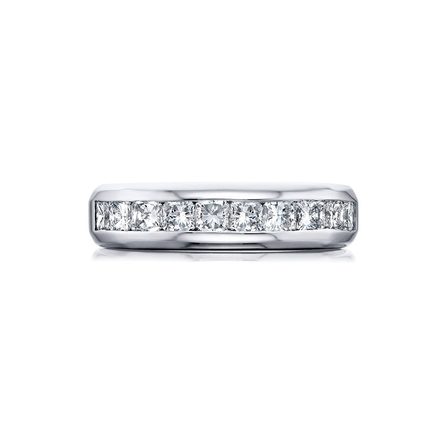 Platinum Radiant-Cut Diamond Single-Row Channel Set Men's Wedding Band