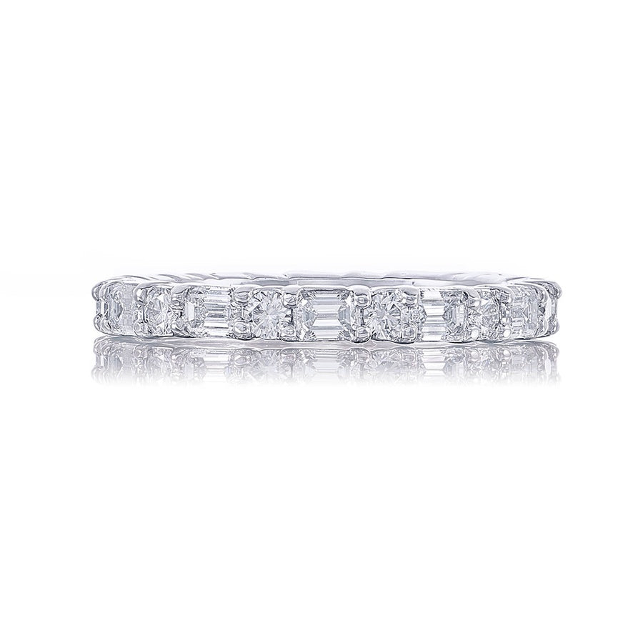 Platinum Emerald-Cut and Round Diamond Eternity Band