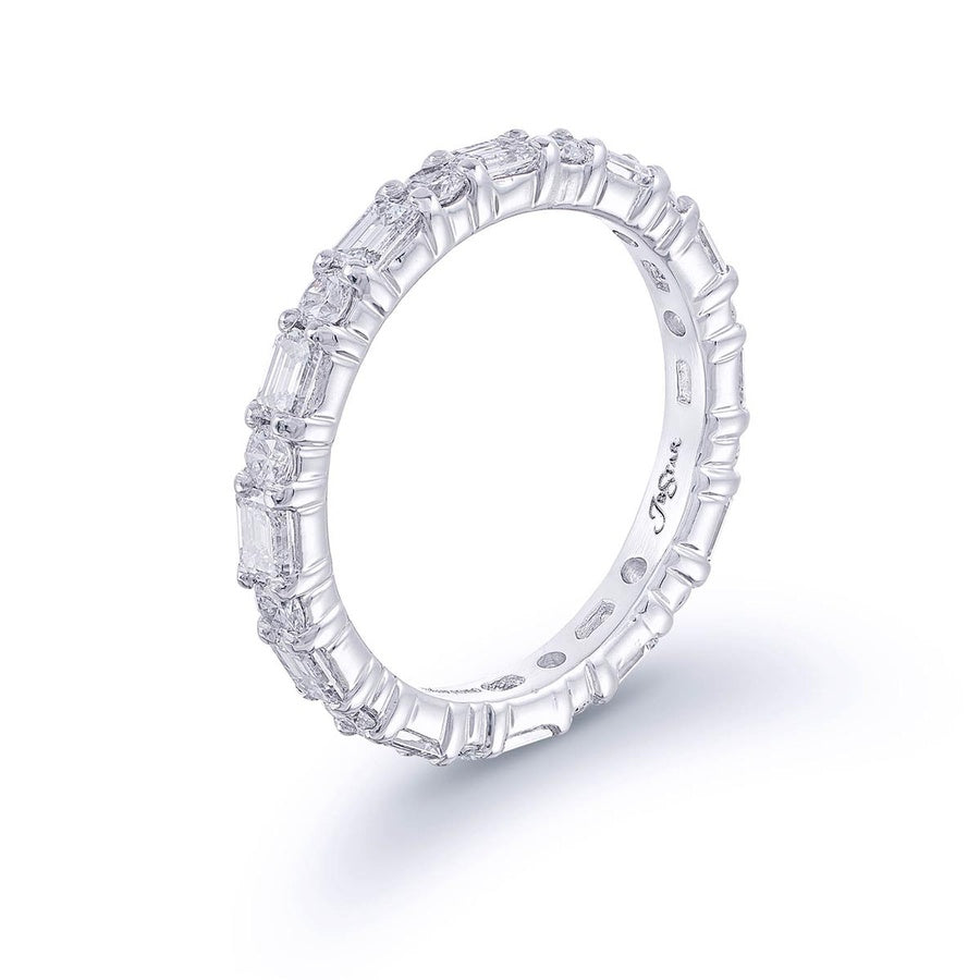 Platinum Emerald-Cut and Round Diamond Eternity Band