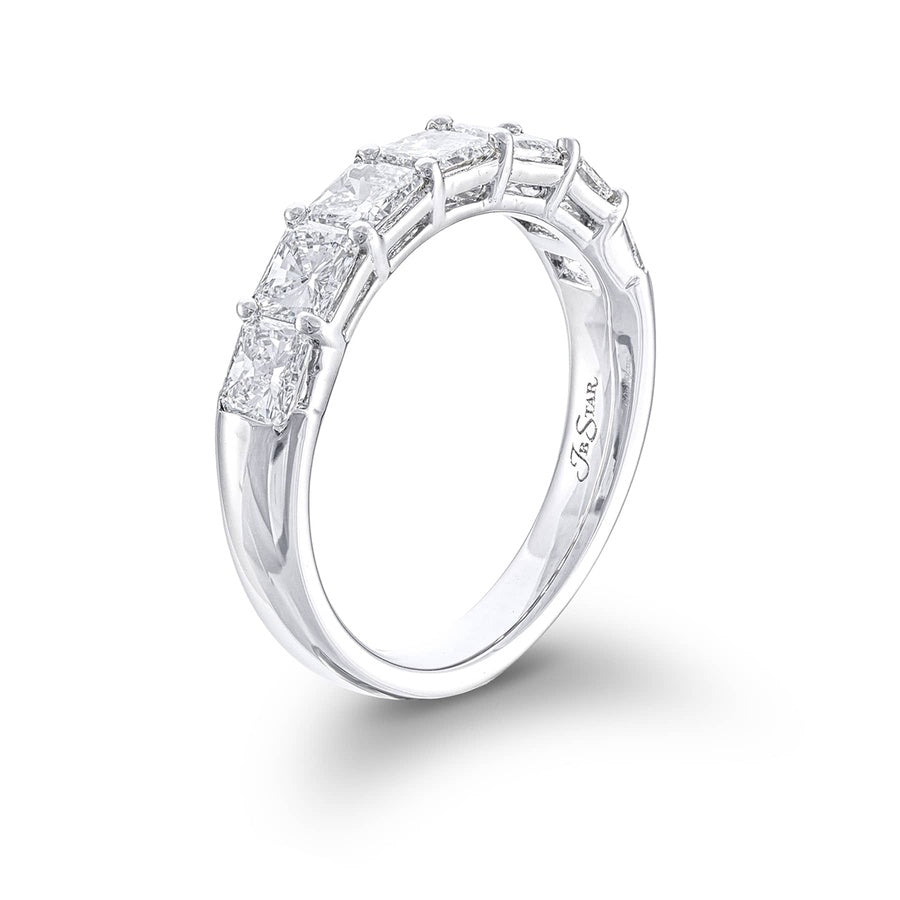 Platinum Radiant-Cut Diamond Single-Row Band