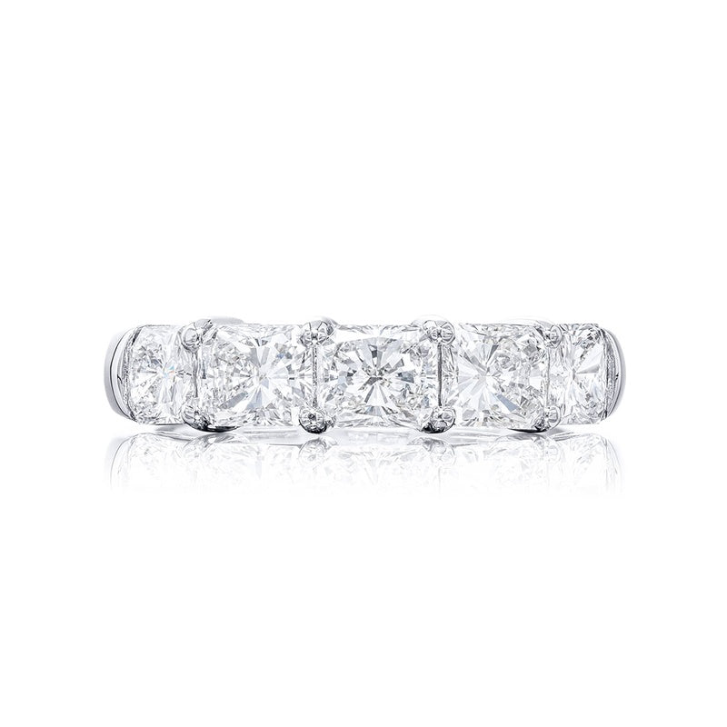 Platinum Radiant-Cut Diamond Single-Row Band