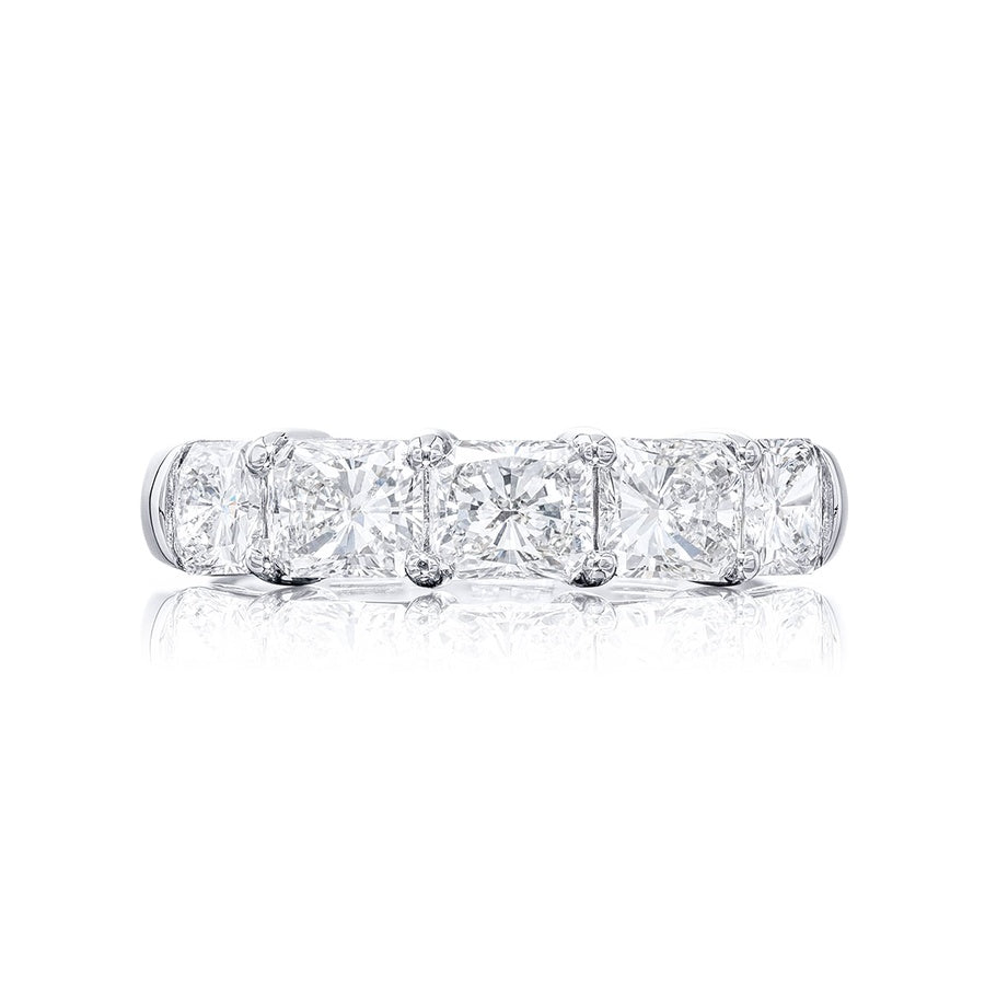 Platinum Radiant-Cut Diamond Single-Row Band