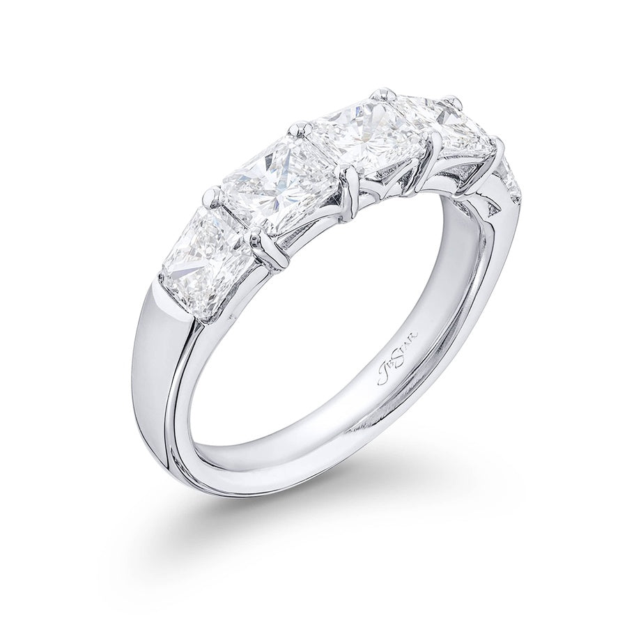 Platinum Radiant-Cut Diamond Single-Row Band