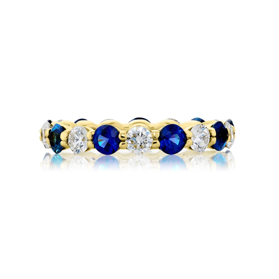 18K Yellow Gold Round Sapphire and Diamond Eternity Band