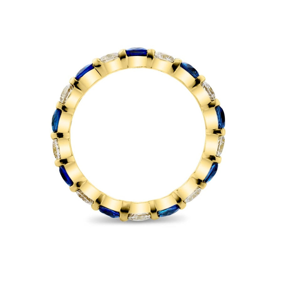 18K Yellow Gold Round Sapphire and Diamond Eternity Band