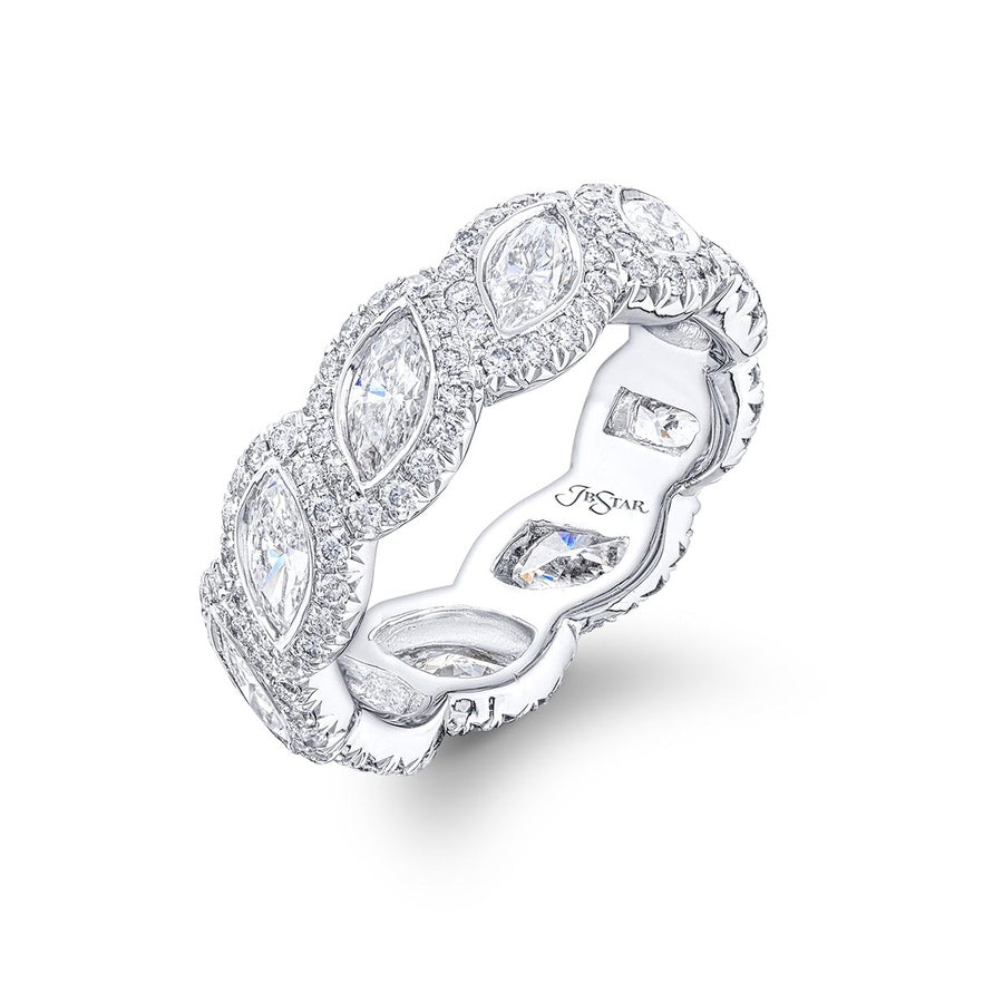 Platinum Marquise Diamond Bezel Set Eternity Band