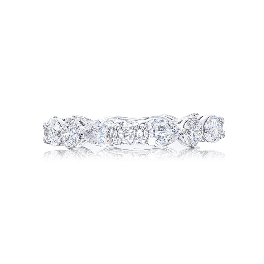 Platinum Pear-Shaped and Round Diamond Eternity Band