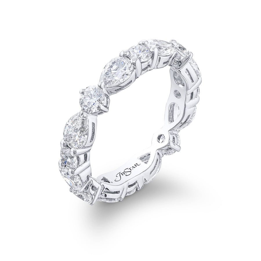 Platinum Pear-Shaped and Round Diamond Eternity Band