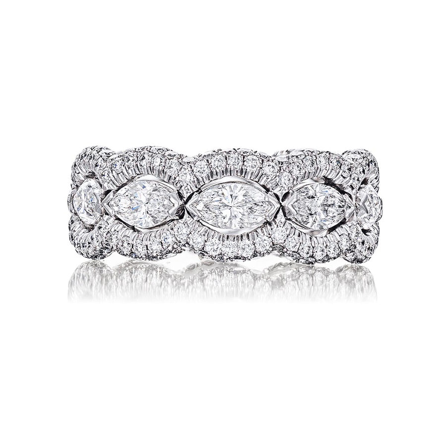Platinum Marquise Diamond Bezel Set Eternity Band