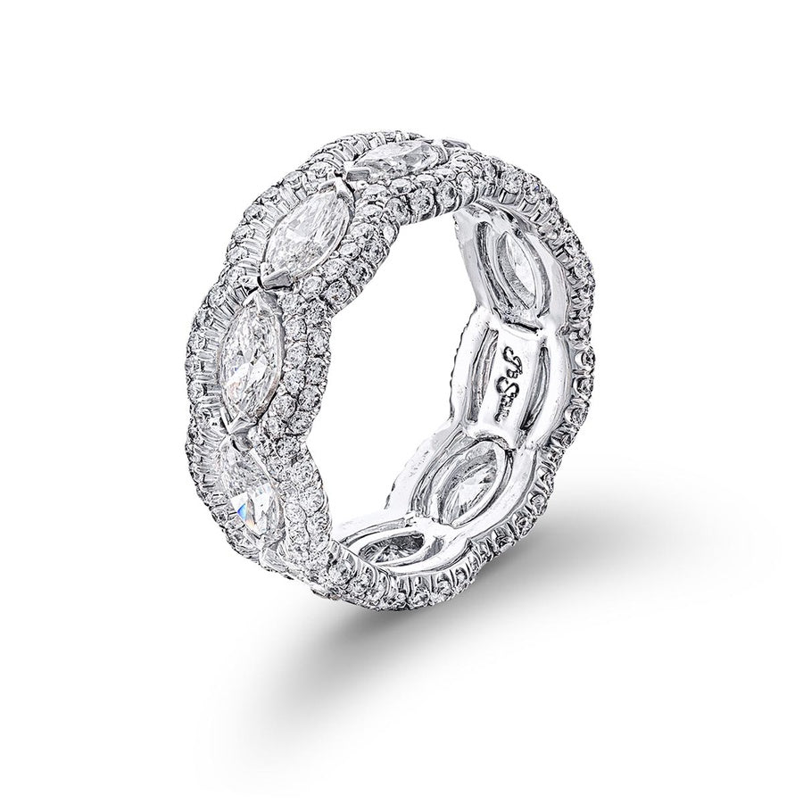 Platinum Marquise Diamond Bezel Set Eternity Band
