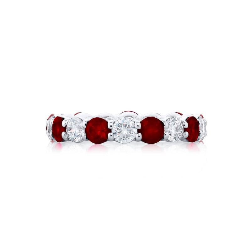 Platinum Round Ruby and Diamond Eternity Band