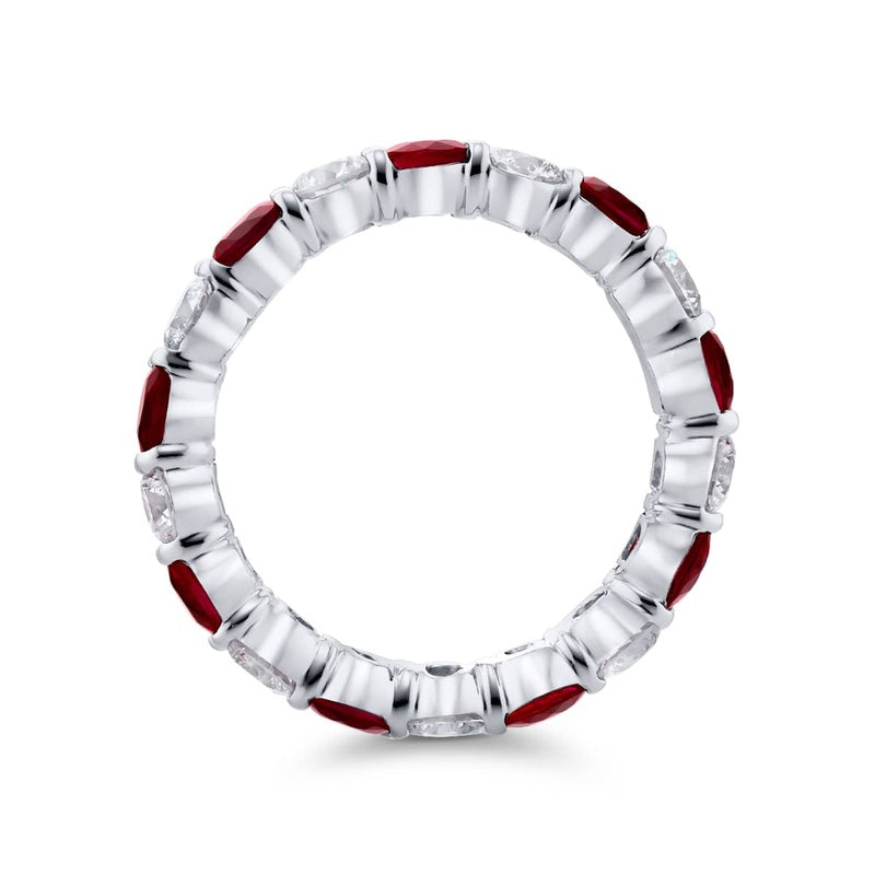 Platinum Round Ruby and Diamond Eternity Band