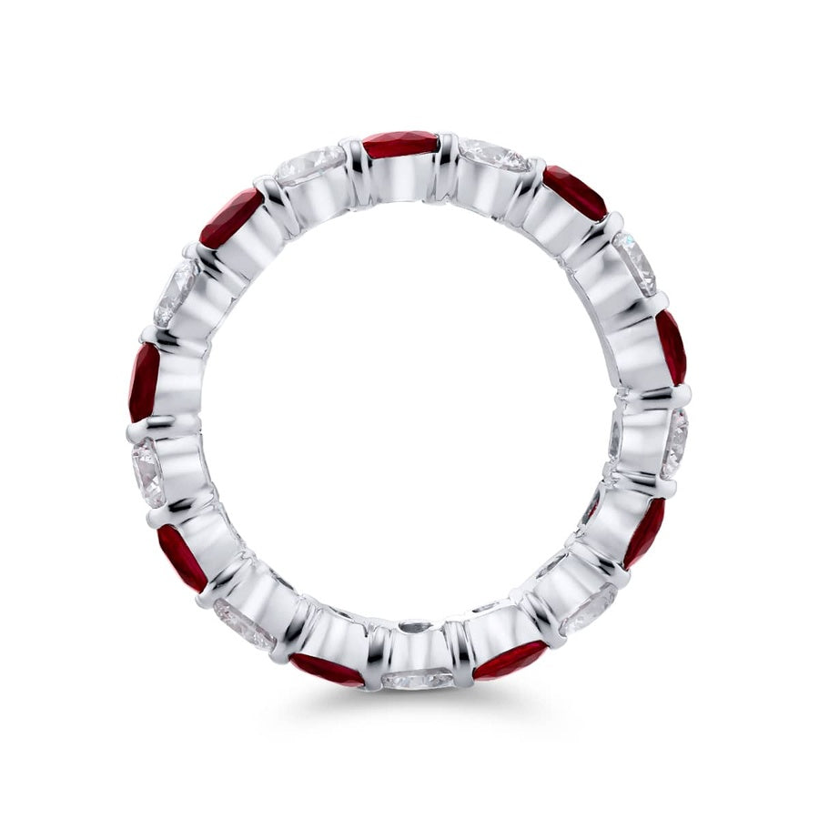 Platinum Round Ruby and Diamond Eternity Band