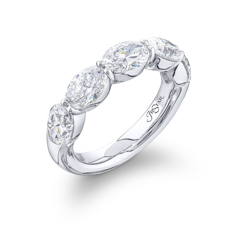 Platinum Oval Diamond Single-Row East-West Band