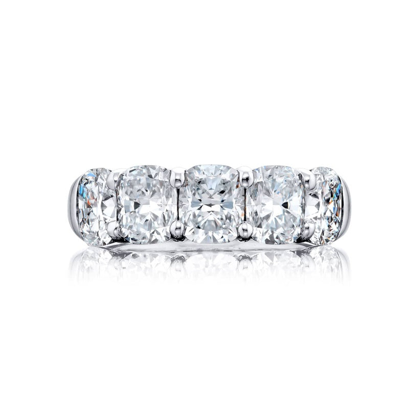 Platinum Cushion-Cut Diamond Single-Row GIA Certified Band