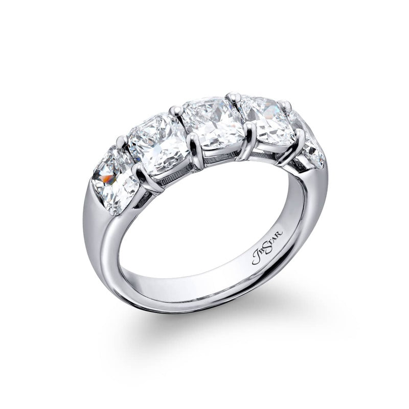 Platinum Cushion-Cut Diamond Single-Row GIA Certified Band