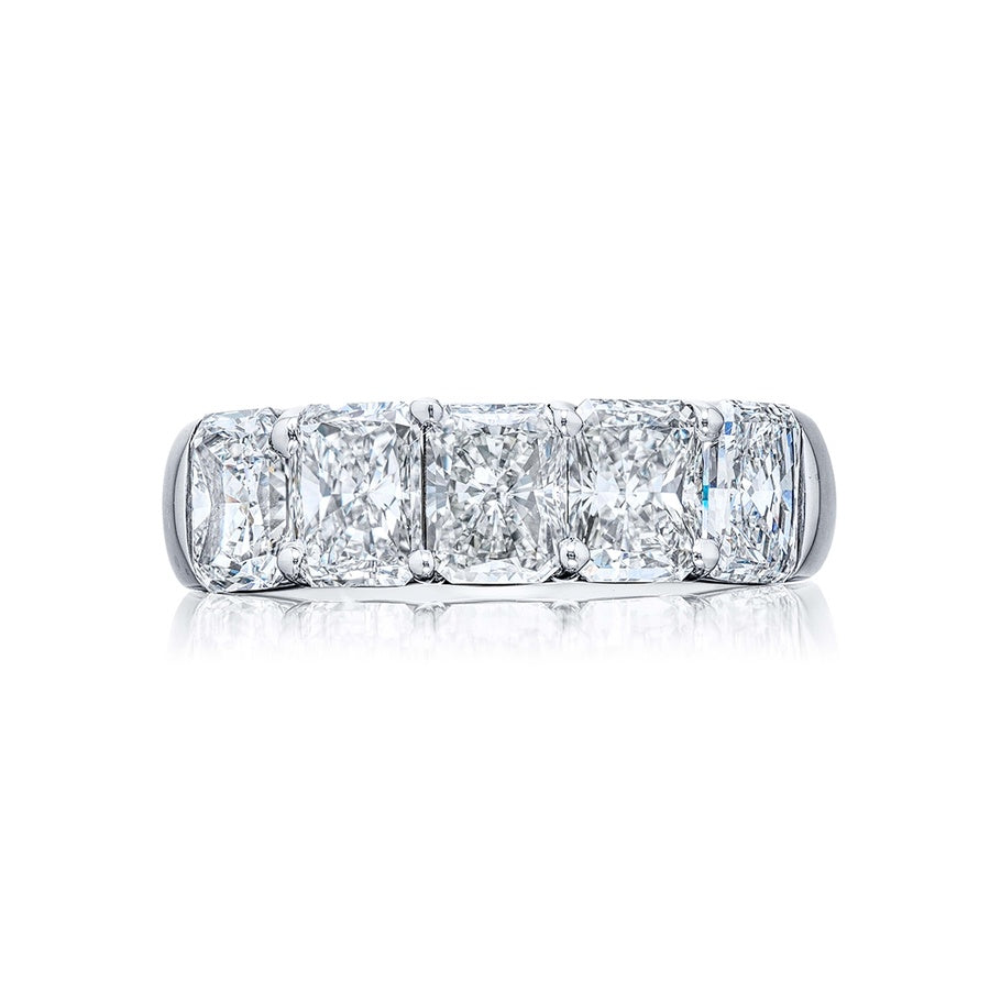 Platinum Radiant-Cut Diamond Single-Row Band