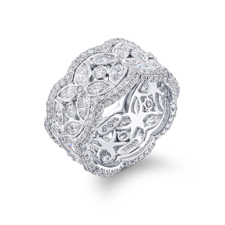 Platinum Marquise Diamond Bezel Set Eternity Band