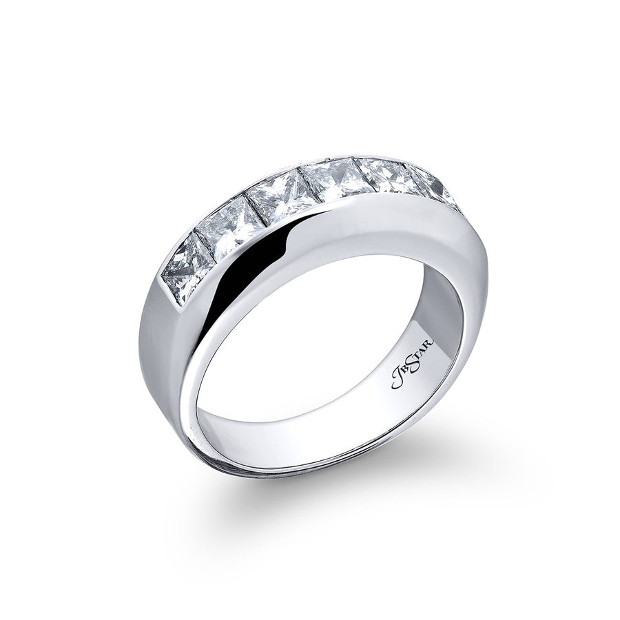 Platinum Princess-Cut Diamond Single-Row Channel Set Men's Wedding Band