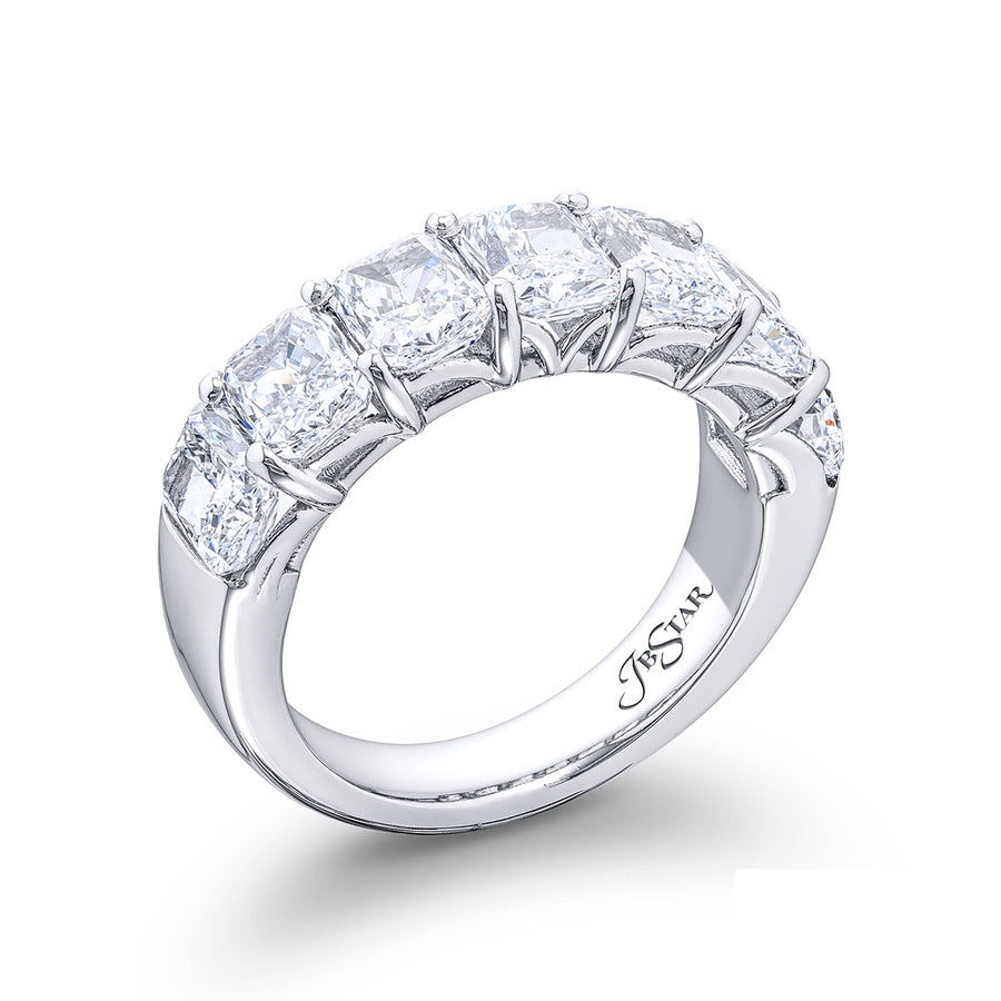 Platinum Radiant-Cut Diamond Single-Row GIA Certified Band
