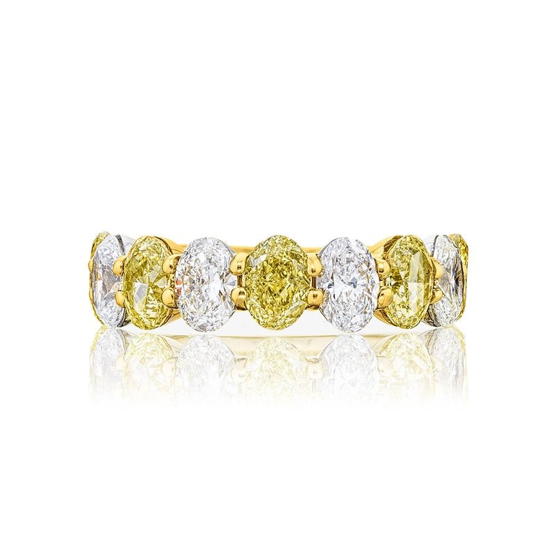 18K Yellow Gold Oval Fancy Yellow Diamond Single-Row Band