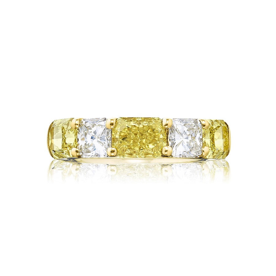 18K Yellow Gold Radiant-Cut Fancy Yellow Diamond Single-Row East-West Band