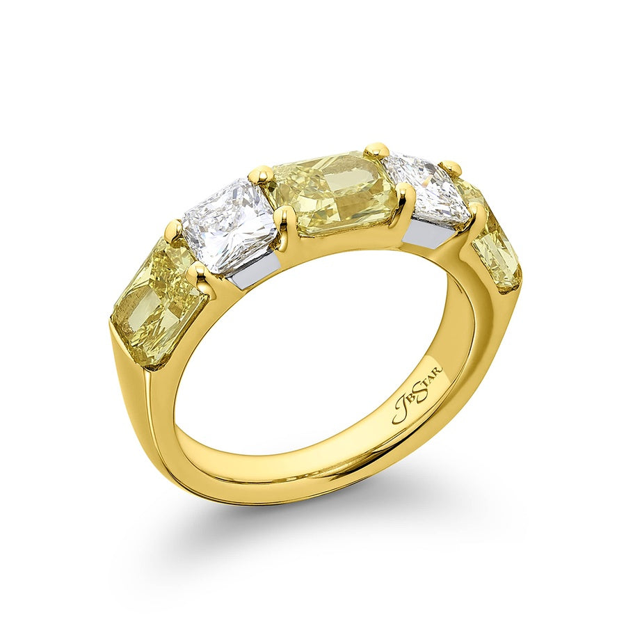 18K Yellow Gold Radiant-Cut Fancy Yellow Diamond Single-Row East-West Band