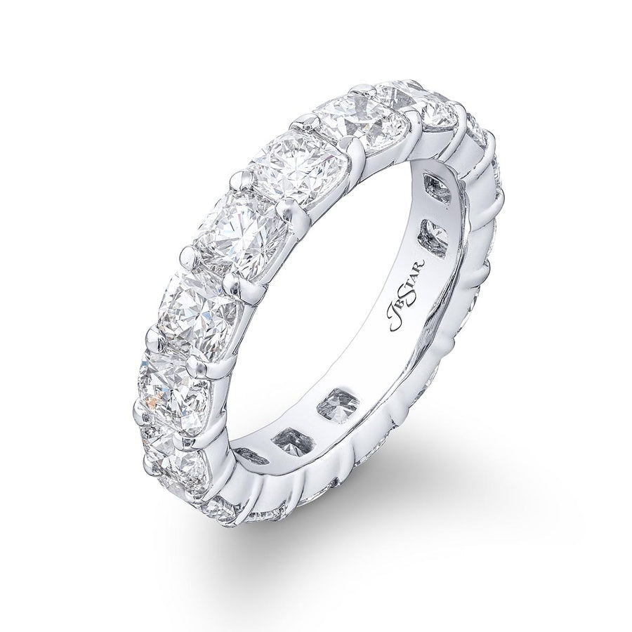 Platinum Cushion-Cut Diamond Eternity Band