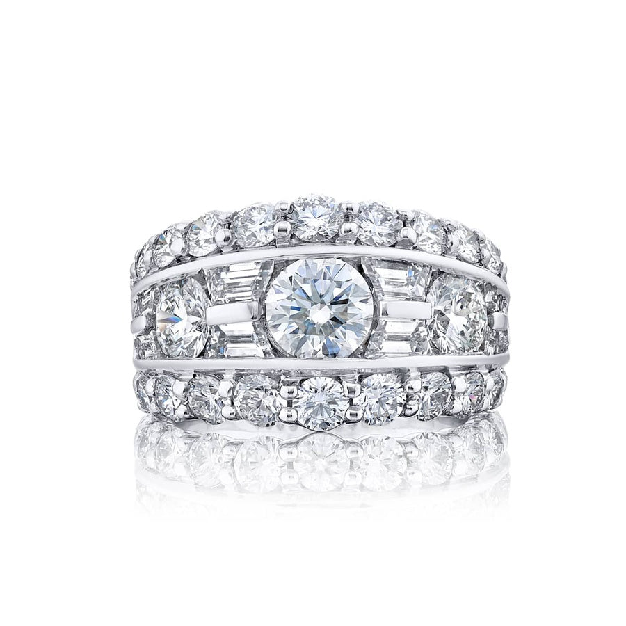 Platinum Trapezoid Diamond Three-Row Channel Set Band