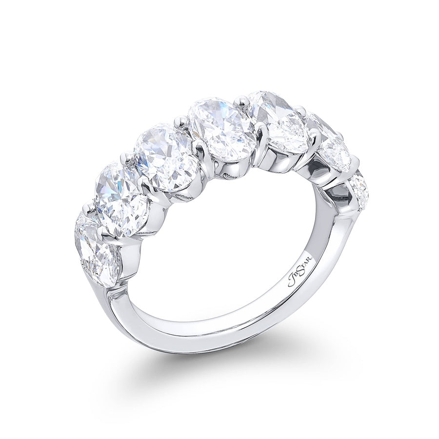 Platinum Oval Diamond Single-Row GIA Certified Band