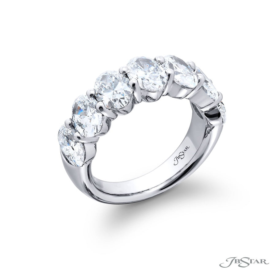 Elegance Elevated: Classic Single-Row GIA-Certified Oval-Cut Diamond Band in Pure Platinum