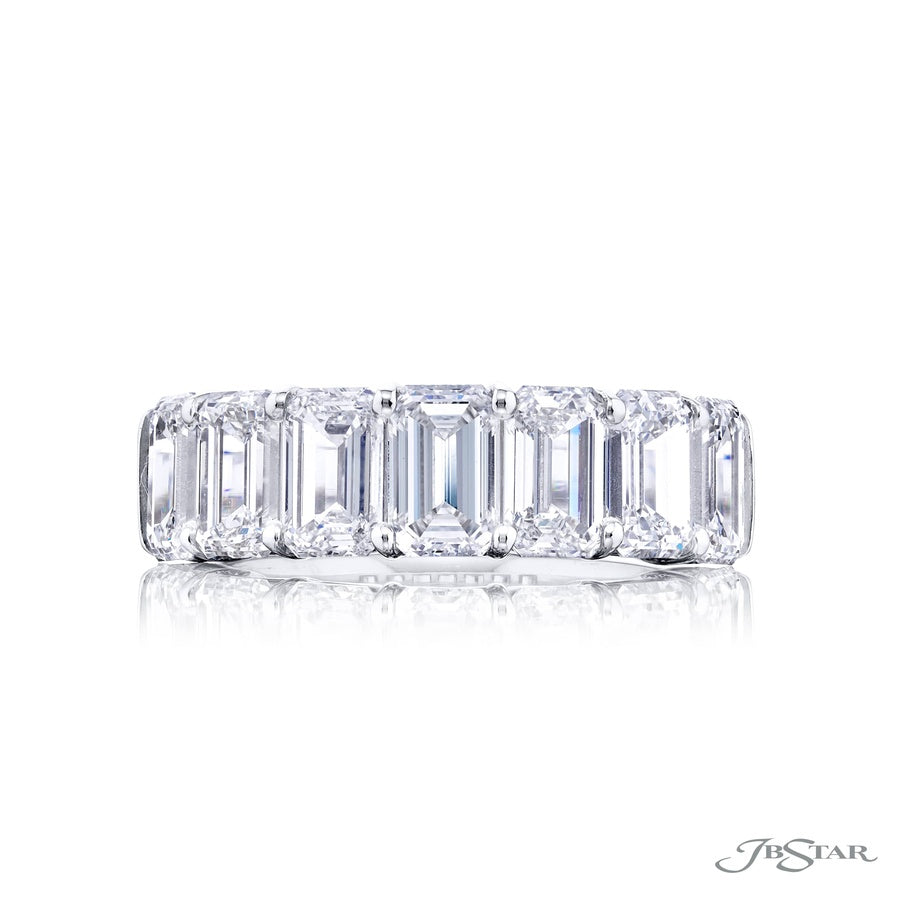 Classic Single-Row GIA-Certified Diamond Band | Emerald-Cut Diamonds in Platinum | Elegance Elevated by Jb Star