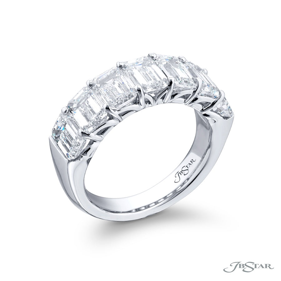 Classic Single-Row GIA-Certified Diamond Band | Emerald-Cut Diamonds in Platinum | Elegance Elevated by Jb Star