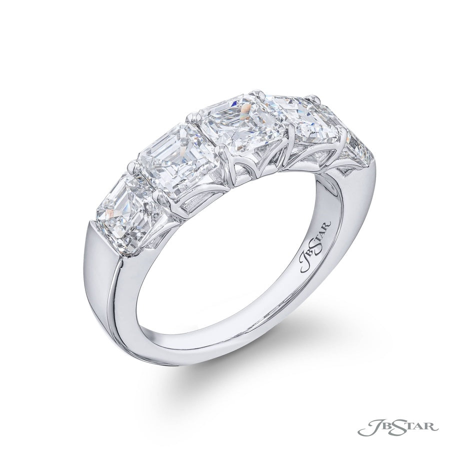Elegance Elevated | Classic Single-Row Square Emerald-Cut Diamond Band