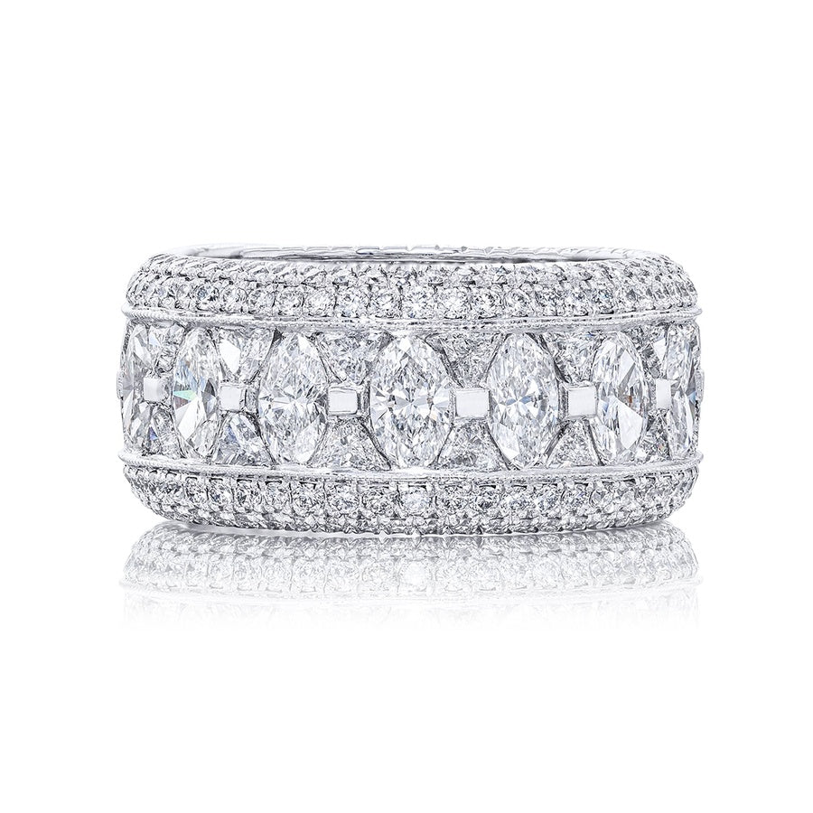 Platinum Marquise Diamond Micro Pave Eternity Band
