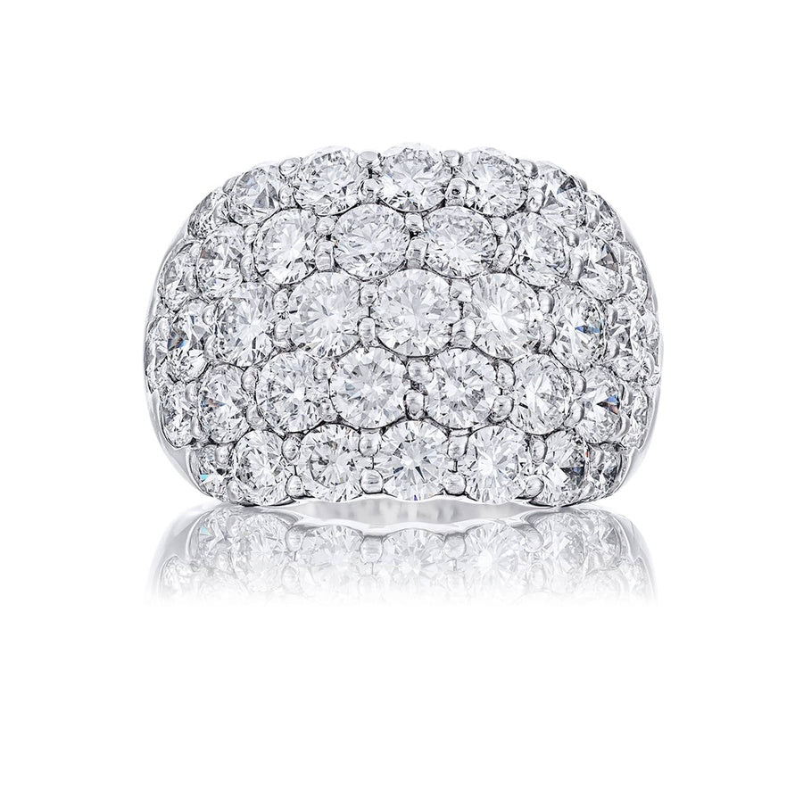 Platinum Round Diamond Five-Row Band