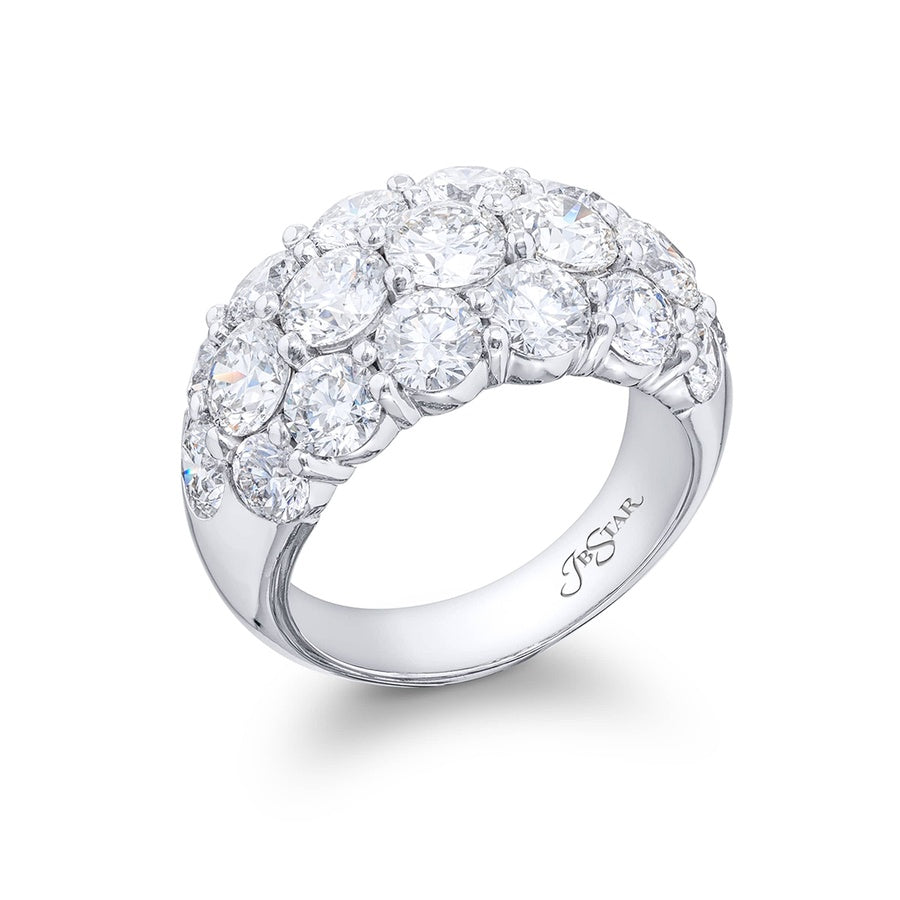 Platinum Round Diamond Three-Row Band